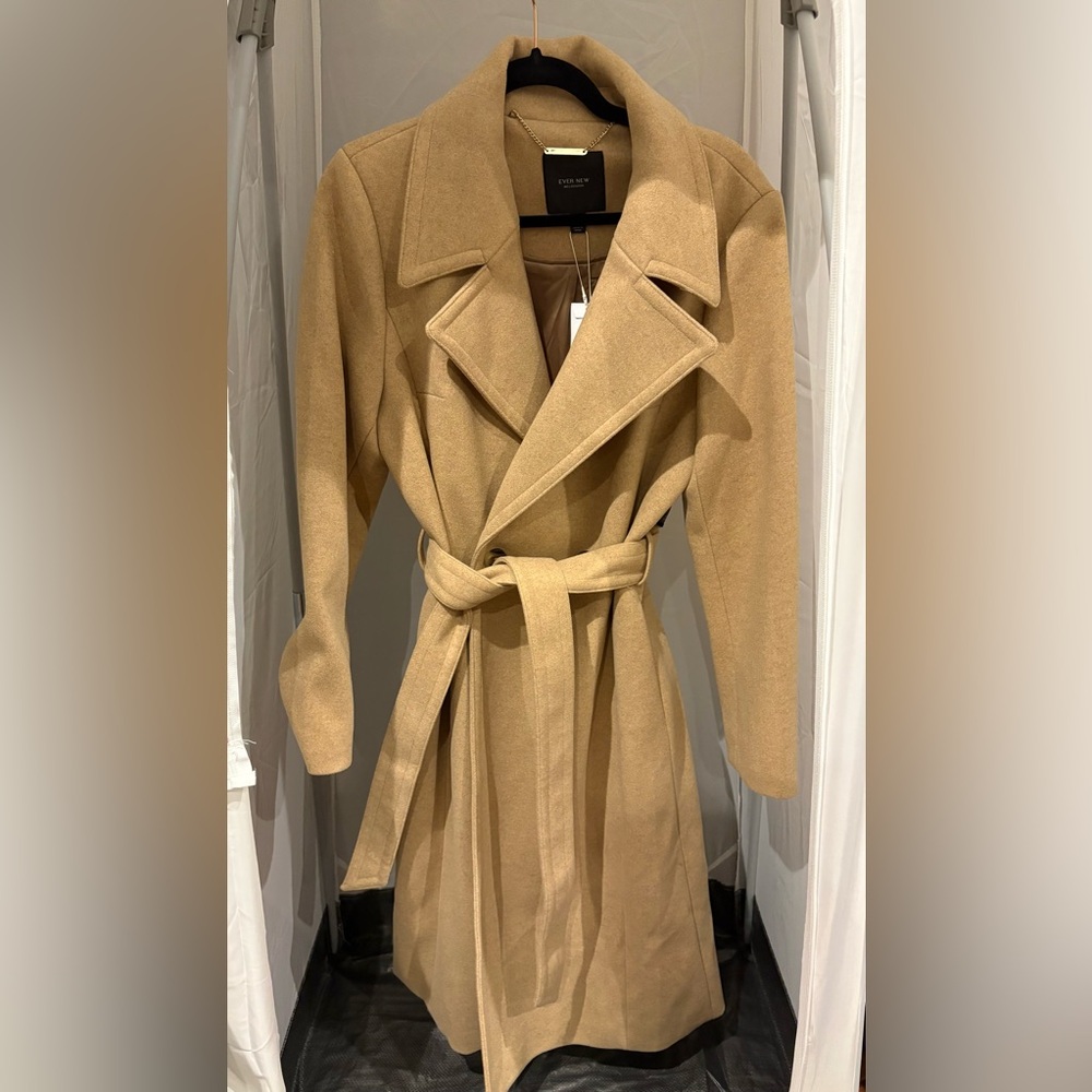 BNWT Ever New Camel Tan Olivia Wrap Coat